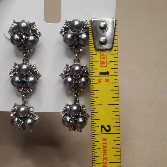 Charter Club Silver and Gray Floral Earrings. NWT - Picture 7 of 9